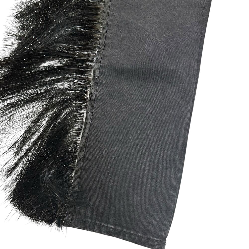 Topshop Black Tinsel Fringe Straight Leg Jeans - Picture 9 of 9